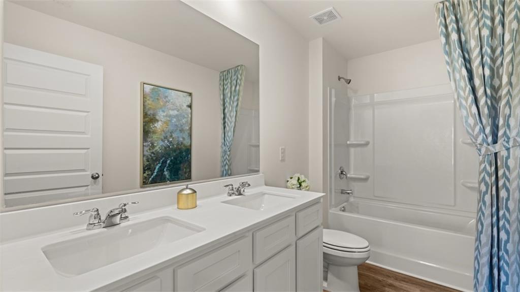 11933 Aukerman Way Hampton, GA 30228 - Photo 42 of 42 a bathroom with a bathtub shower sink vanity mirror and toilet