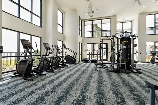 a view of a room with gym equipment