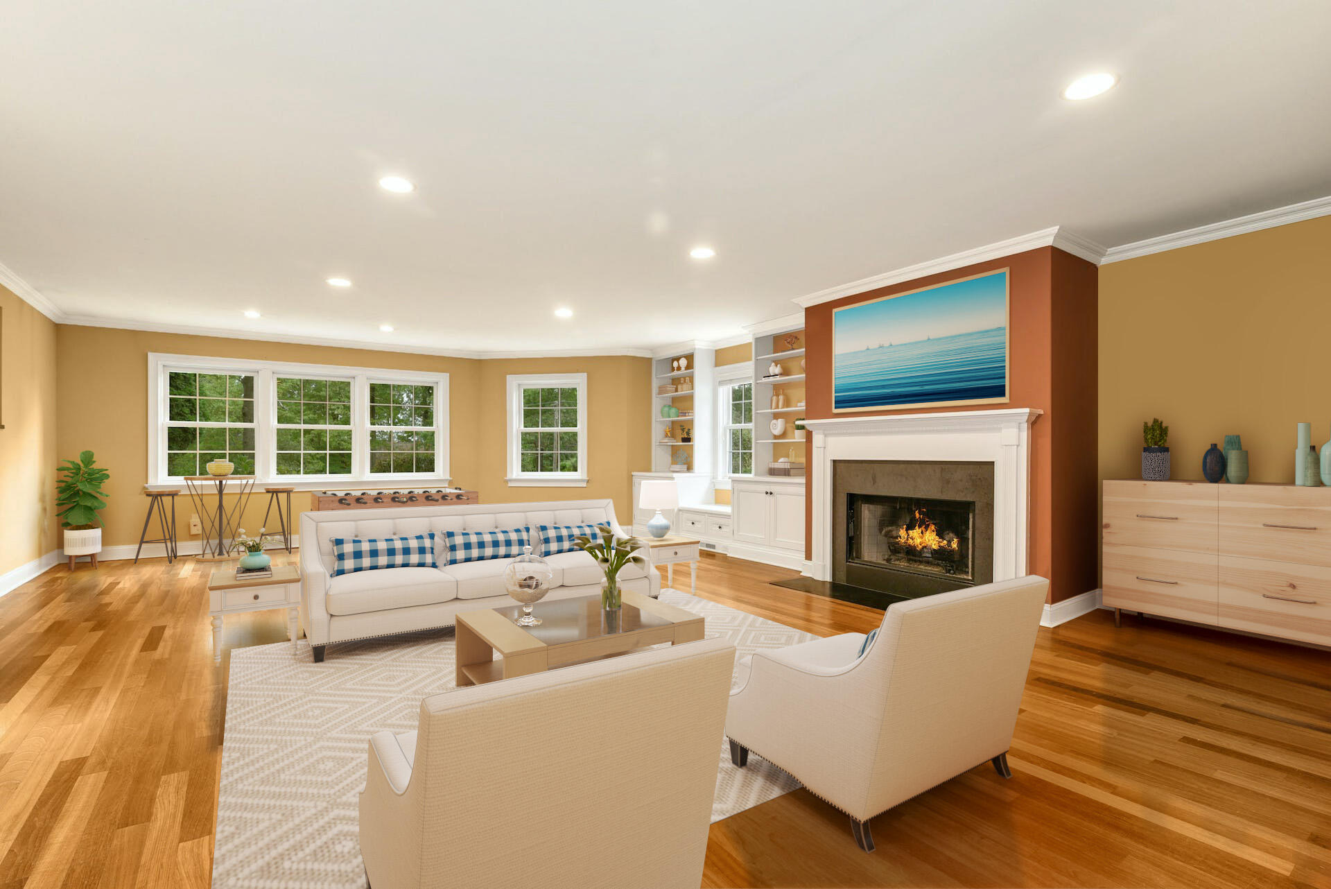15 Briar Brae Road Darien, CT 06820 - Photo 17 of 32 a living room with furniture fireplace and flat screen tv