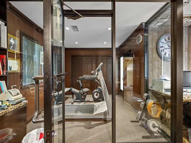 a view of a room with gym equipment