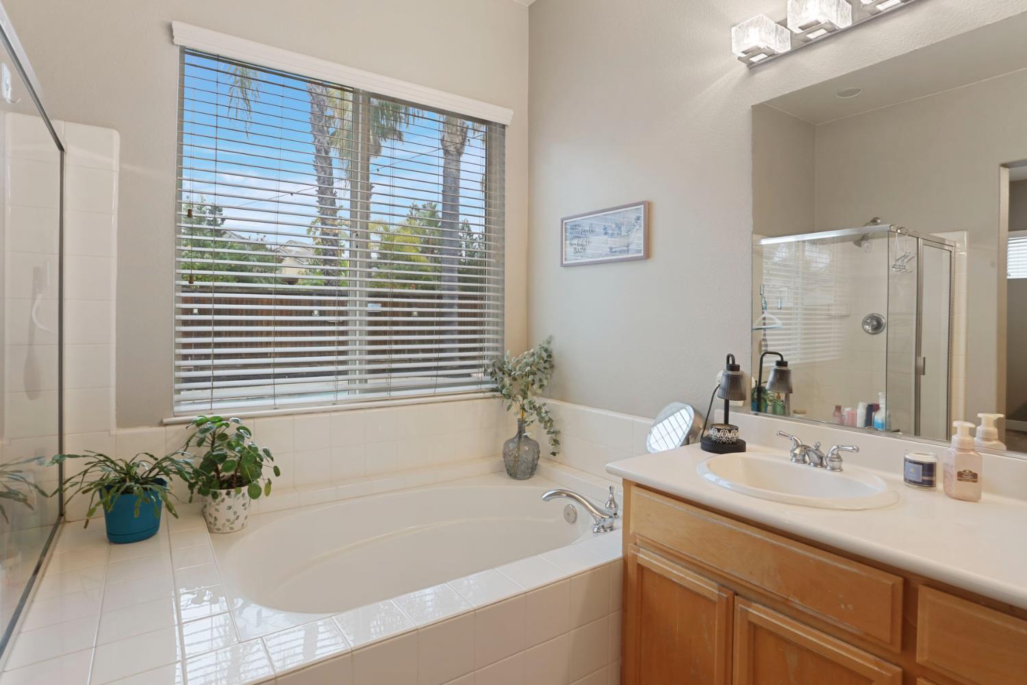 2307 Lighthouse Circle Tracy, CA 95304 - Photo 48 of 57 a bathroom with a tub sink and mirror