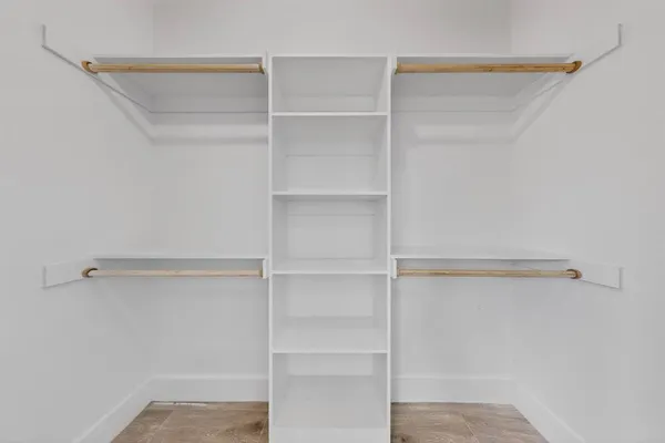 a view of an empty walk in closet
