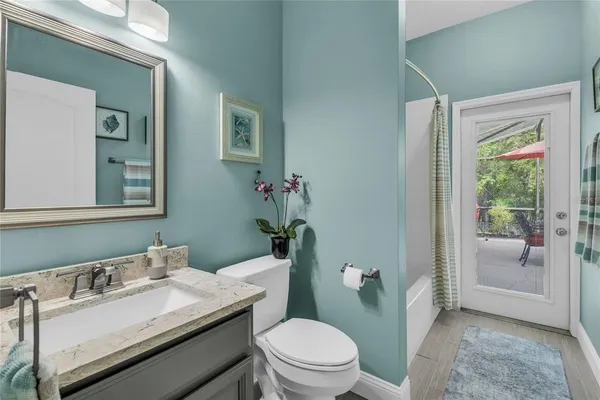 a bedroom with a bed and furniture