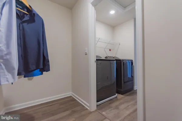 a view of a room with racks on the wall