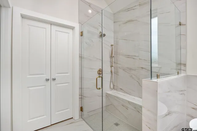 a bathroom with a shower