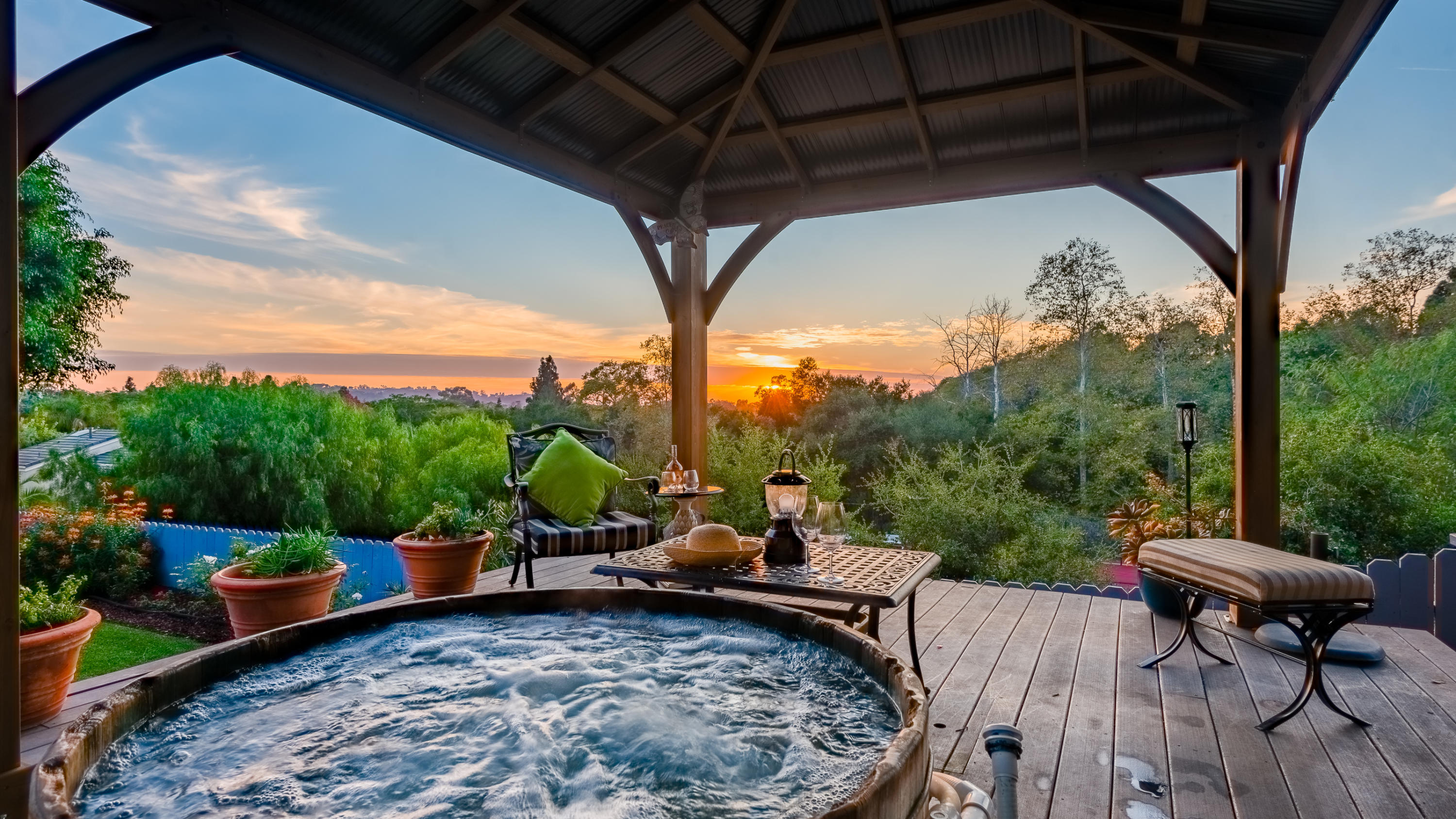 3998 Primavera Road Santa Barbara, CA 93110 - Photo 30 of 41 Deck & Spa-Twilight