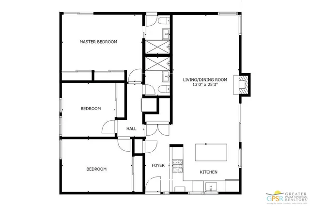 a view of a hallway with entryway door