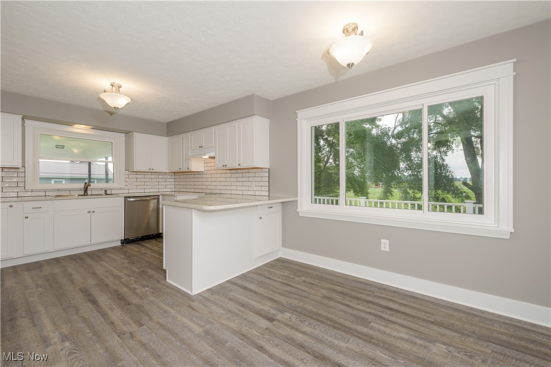 4761 Waterloo Road Atwater, OH 44201 - Photo 6 of 45 Kitchen with tasteful backsplash, dishwasher, and kitchen peninsula, from the dinette view