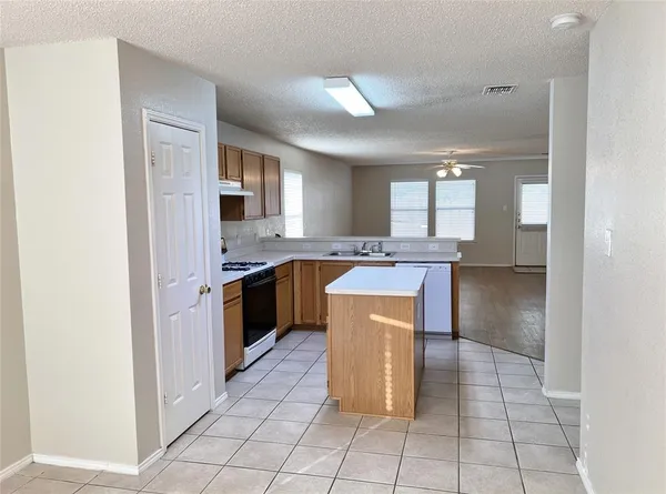 a kitchen with a sink a counter top space and cabinets
