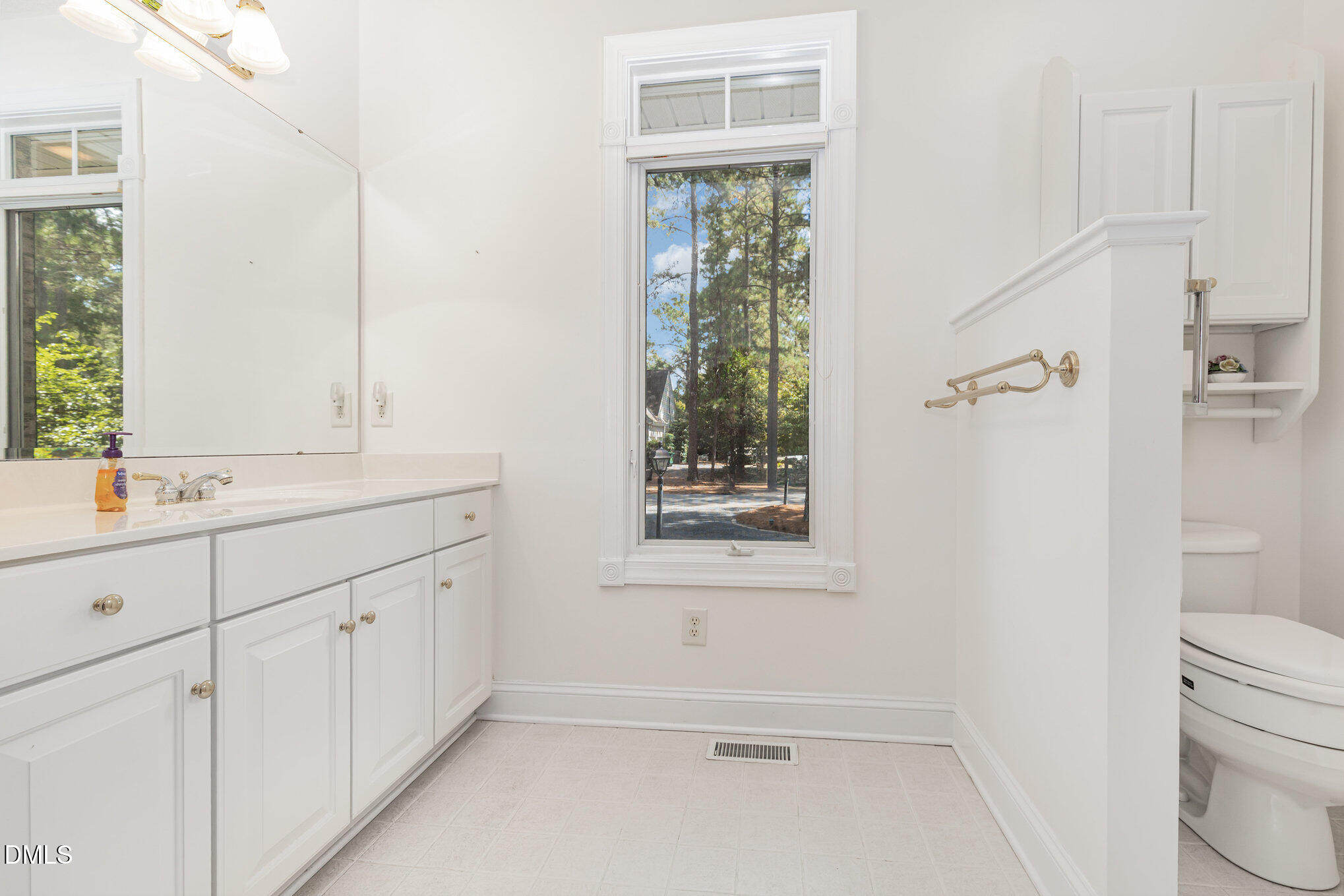 5 Pinyon Lane Pinehurst, NC 28374 - Photo 30 of 37 a bathroom with a sink a toilet and a window