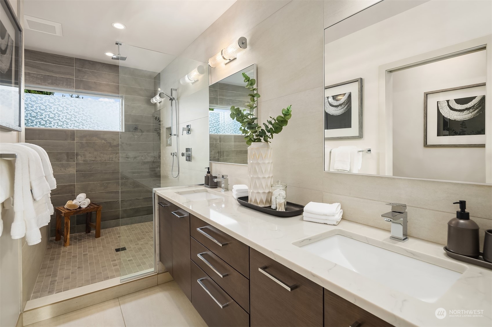 3900 Northeast 70th Street Seattle, WA 98115 - Photo 22 of 40 a bathroom with a double vanity sink mirror and