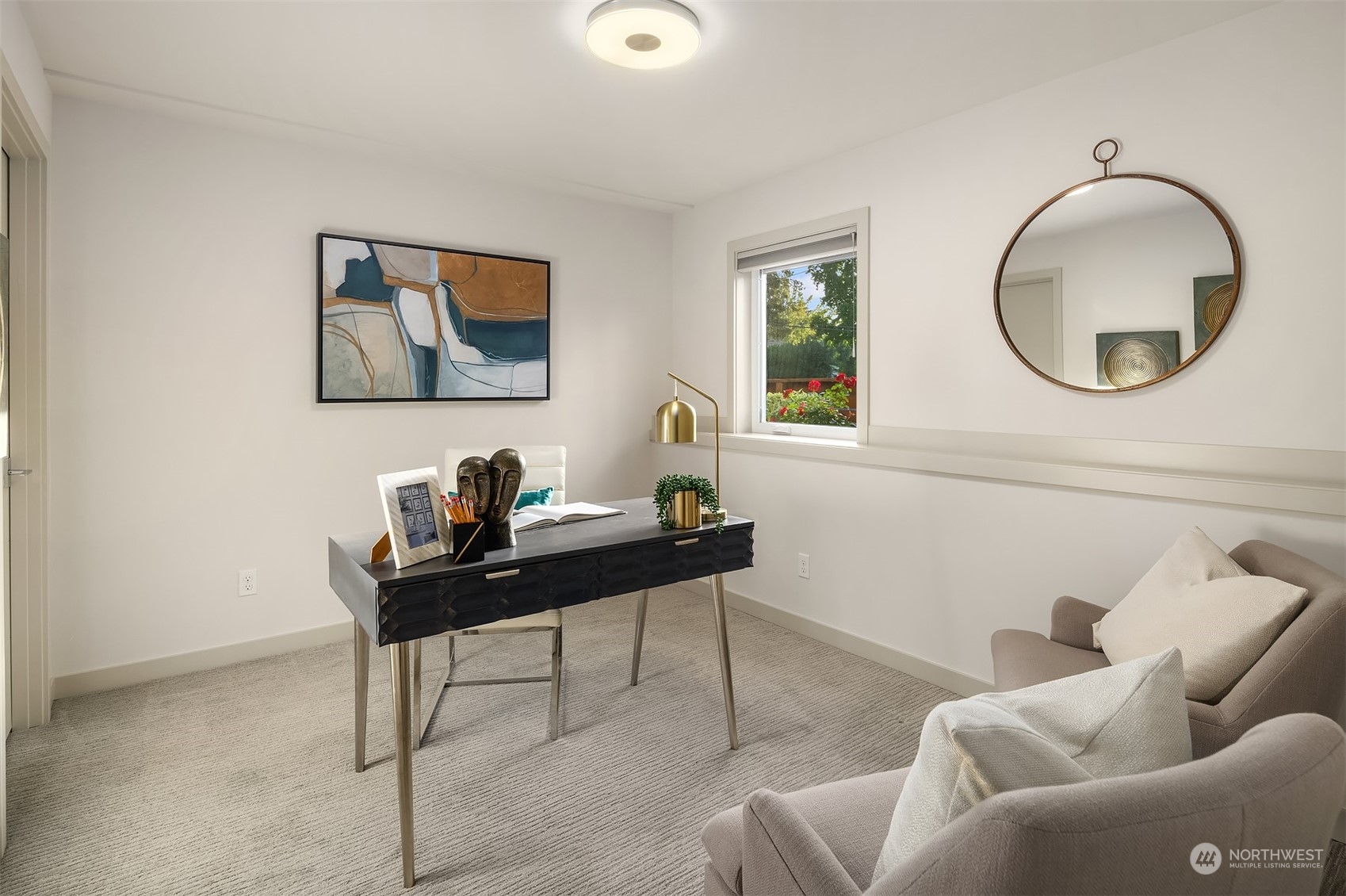 3900 Northeast 70th Street Seattle, WA 98115 - Photo 35 of 40 a living room with furniture a mirror and a table