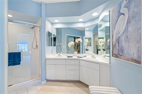 a bathroom with a shower curtain and a shower curtain