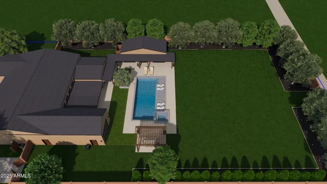 an aerial view of a house