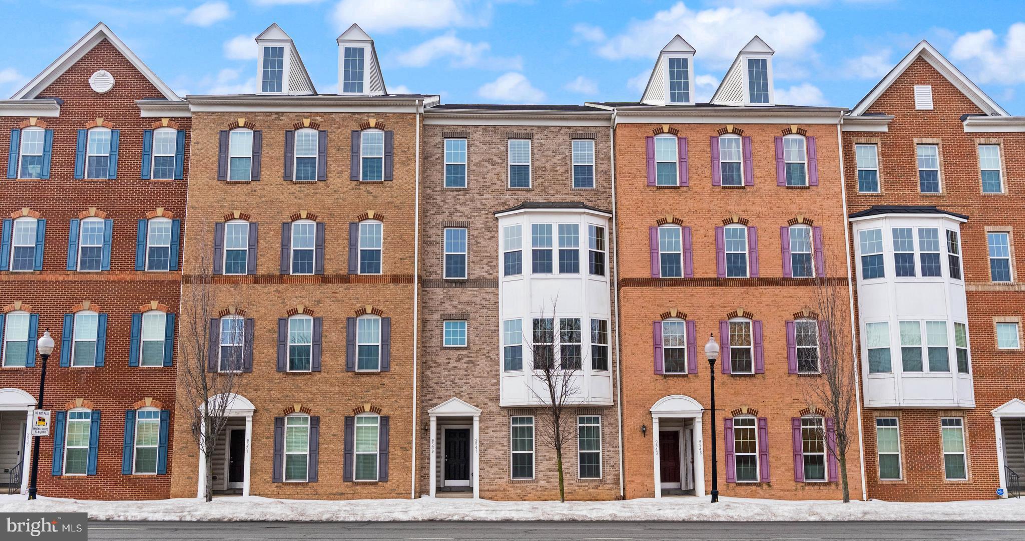 a front view of a brick building