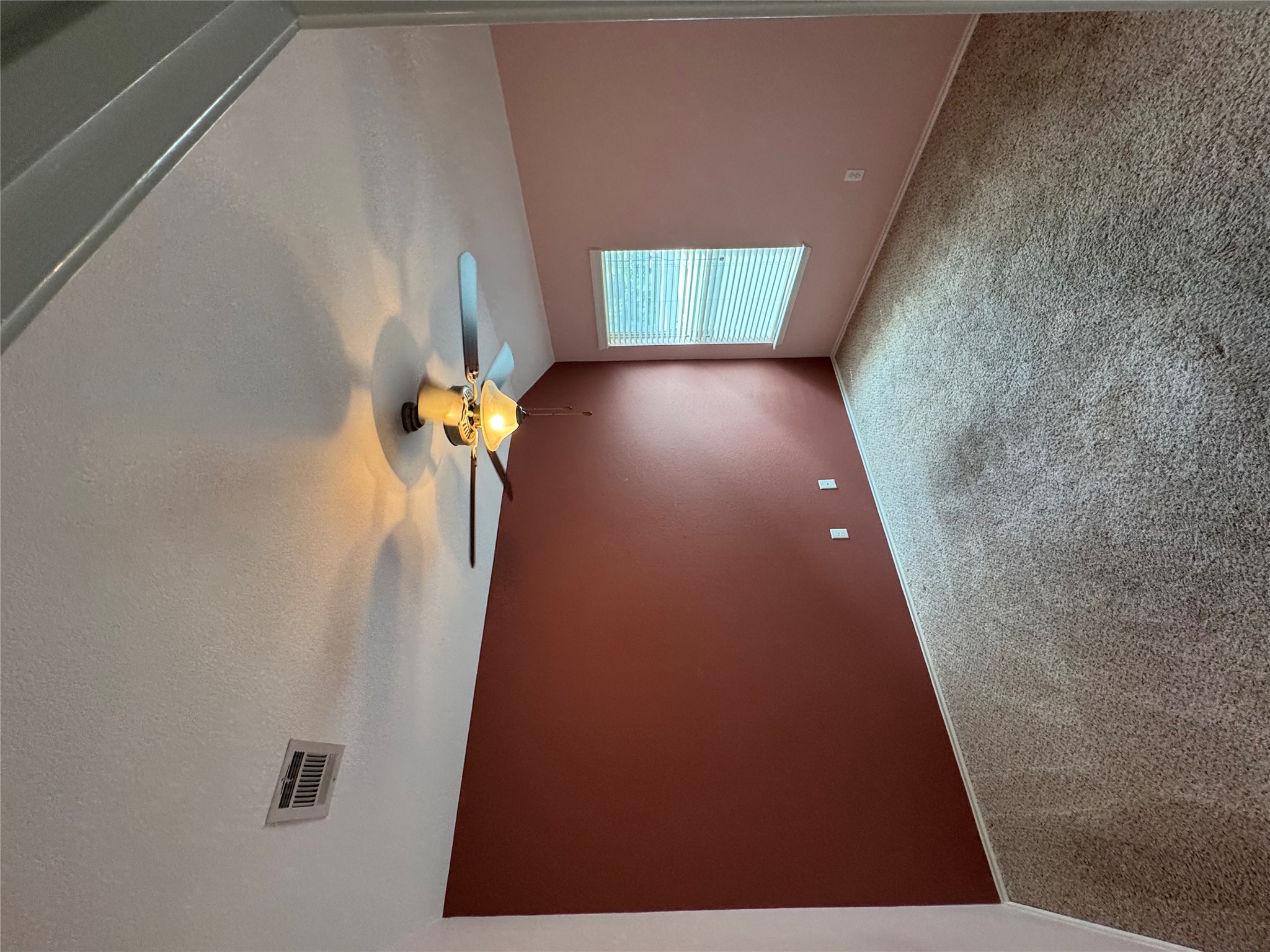 112 Eagle Owl Loop Leander, TX 78641 - Photo 20 of 34 Bedroom featuring textured carpet flooring, a vaulted ceiling, and a ceiling fan with integrated lighting