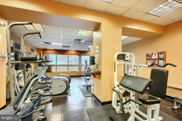a view of a room with gym equipment