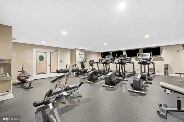 a view of a room with gym equipment