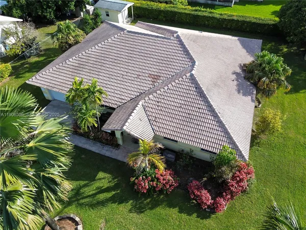 an aerial view of a house