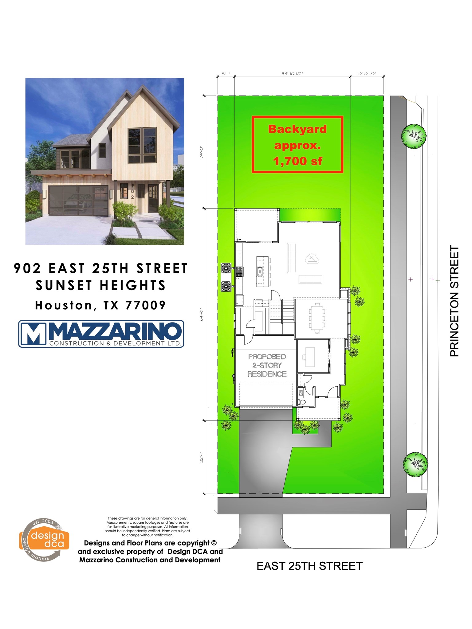 902 East 25th Street Houston, TX 77009 - Photo 2 of 48 Please be aware that these plans are the property of the architect/builder designer that designed them not DUX Realty, Mazzarino Construction or 902 E 25TH LLC and are protected from reproduction and sharing under copyright law. These drawing are for general information only. Measurements, square footages and features are for illustrative marketing purposes. All information should be independently verified. Plans are subject to change without notification.