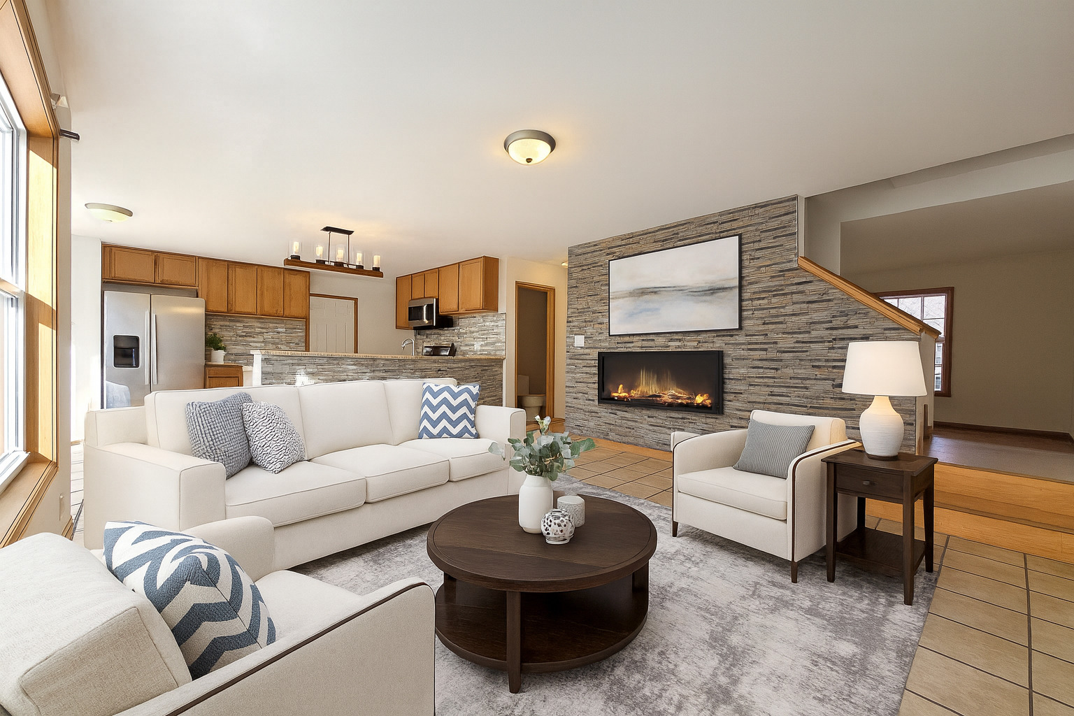 2513 Ridgefield Drive Belvidere, IL 61008 - Photo 7 of 35 a living room with fireplace furniture and a large window