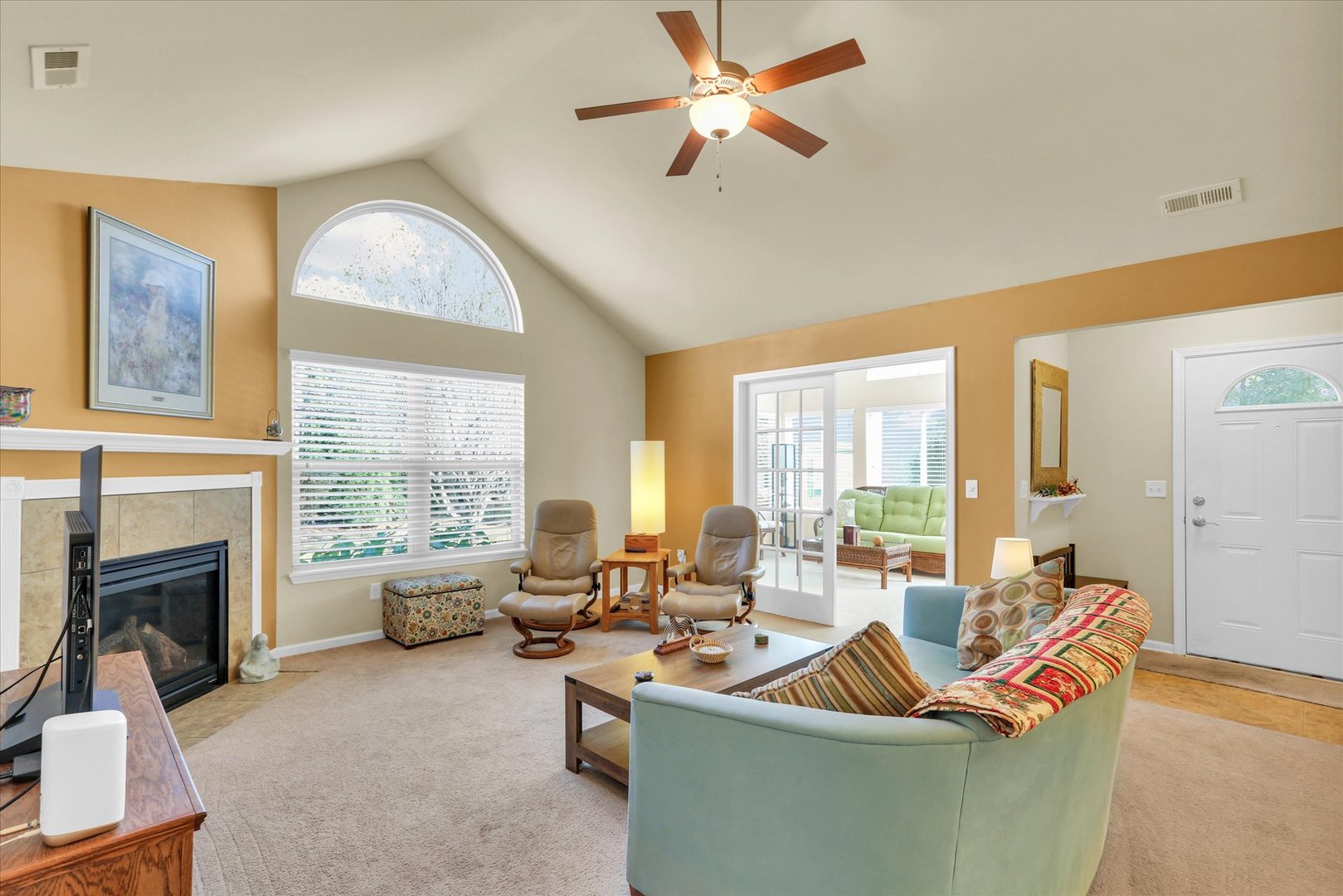2730 Madelynn Drive Champaign, IL 61822 - Photo 15 of 35 a living room with fireplace furniture and a large window