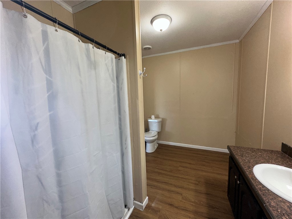 Undisclosed Address Robstown, TX 78380 - Photo 8 of 17 a bathroom with a granite countertop sink and a toilet