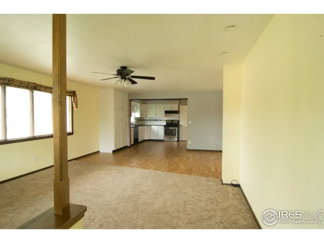 a view of a room with a window