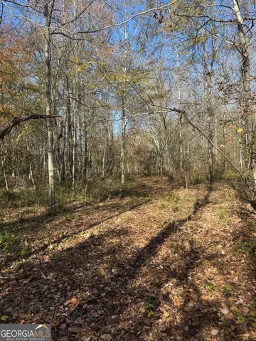 a view of dirt yard with a building