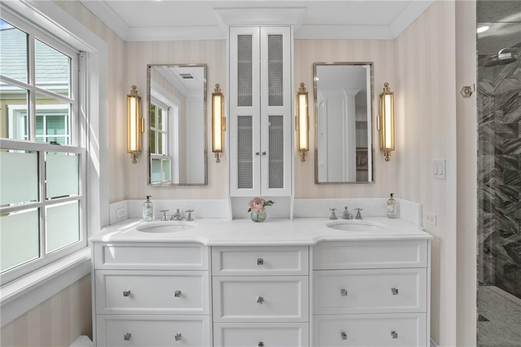 73 Stonedale Road Sewickley, PA 15143 - Photo 28 of 50 a bathroom with double sink and a mirror