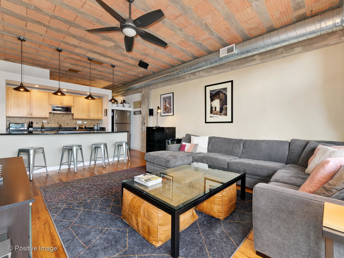 Undisclosed Address Chicago, IL 60616 - Photo 9 of 18 a living room with furniture and a view of kitchen