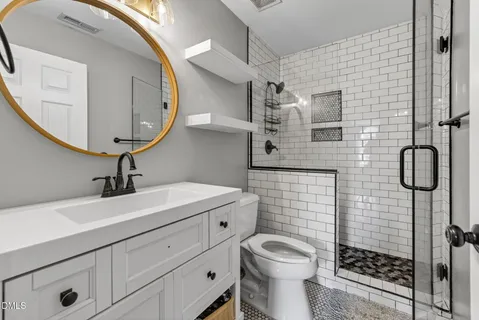 a bathroom with a shower