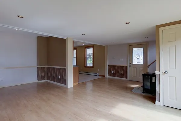 a view of a livingroom with a fireplace