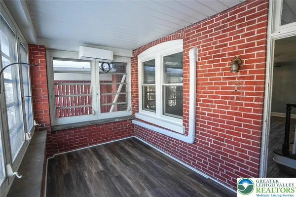 a view of wooden balcony