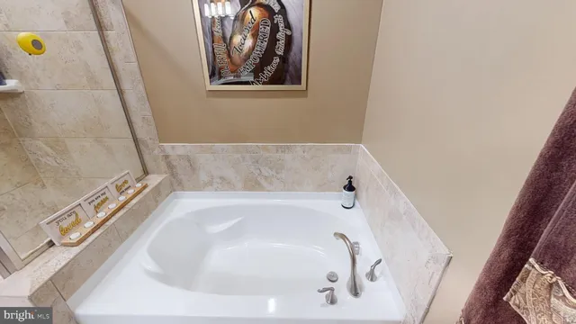 a bathroom with a tub