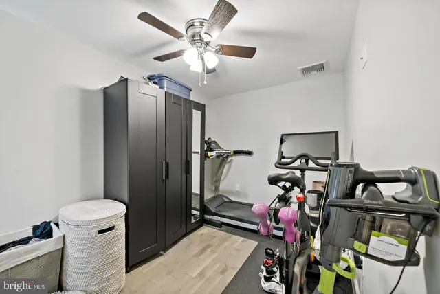a view of a room with gym equipment