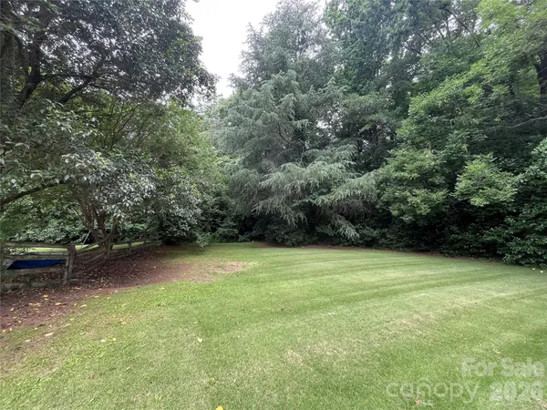 a view of a field with a trees