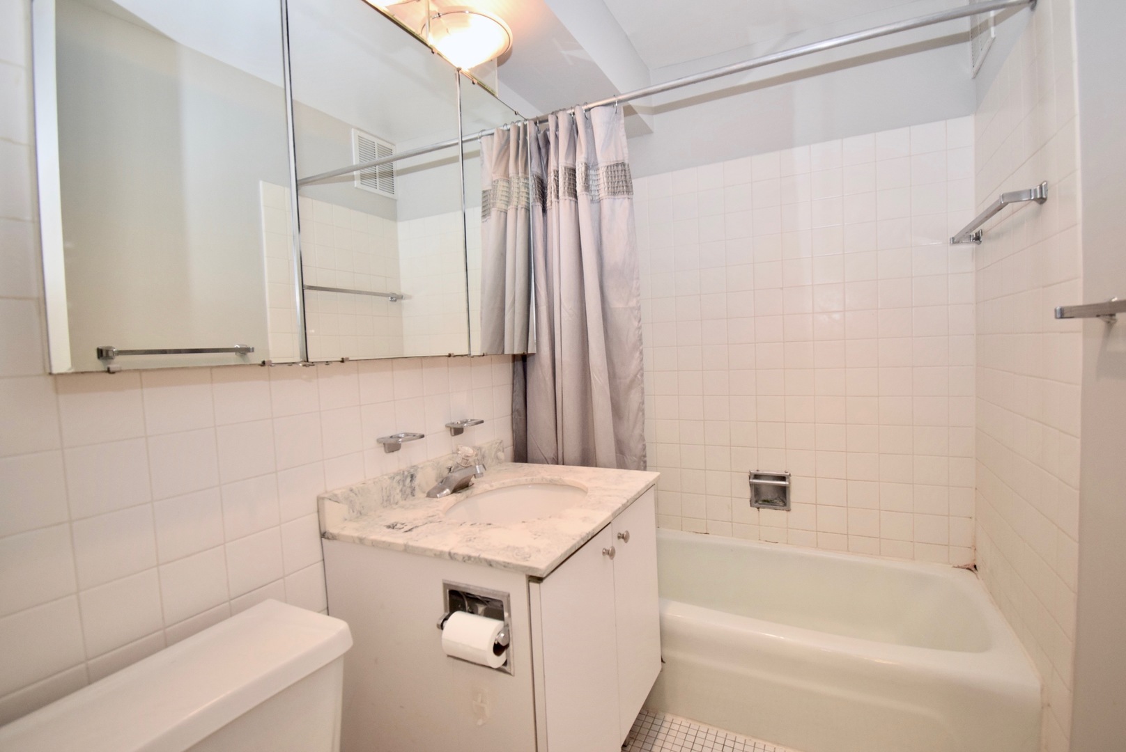 655 West Irving Park Road, Unit 2509 Chicago, IL 60613 - Photo 11 of 20 a bathroom with a sink a vanity and a bathtub
