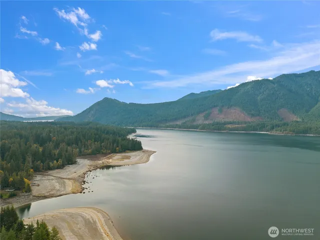 a view of lake with mountain