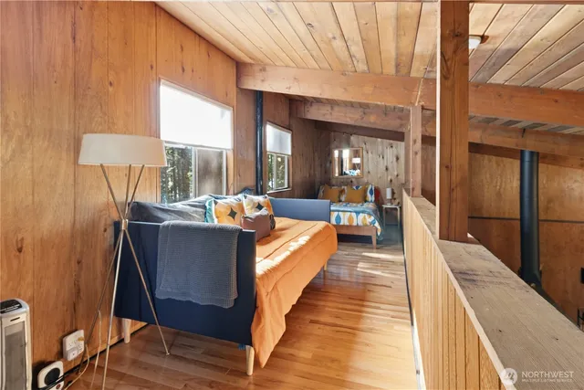 a large room with many windows