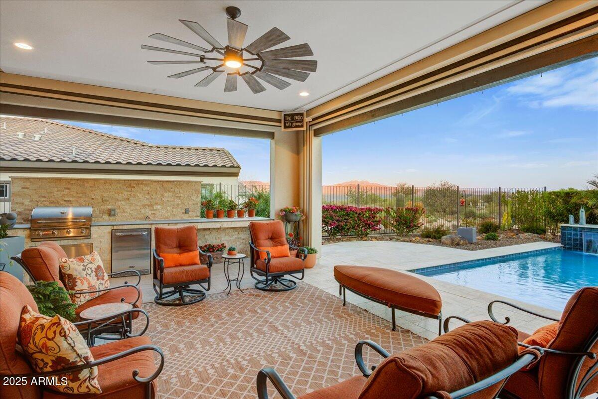 17833 East StockingTrail Rio Verde, AZ 85263 - Photo 29 of 45 a outdoor living space with furniture and mountain view