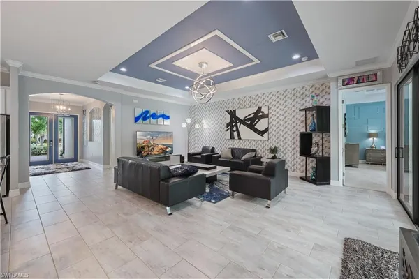 a living room with furniture