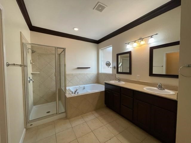 706 South Frontier Lane Cedar Park, TX 78613 - Photo 19 of 32 a bathroom with a double vanity sink mirror and shower