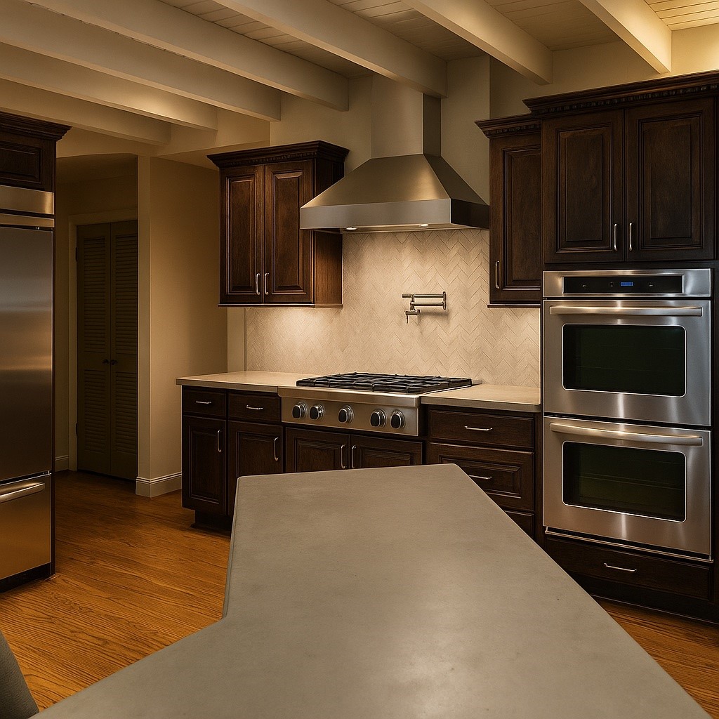810 Martin Street Houston, TX 77018 - Photo 23 of 31 Kitchen has been decluttered by use AI. The vent hood is slightly different.
