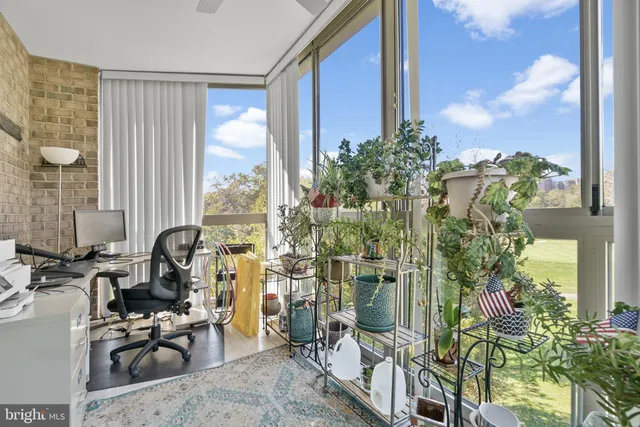 a view of balcony with patio