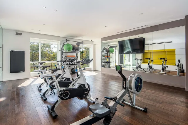 a view of a room with gym equipment