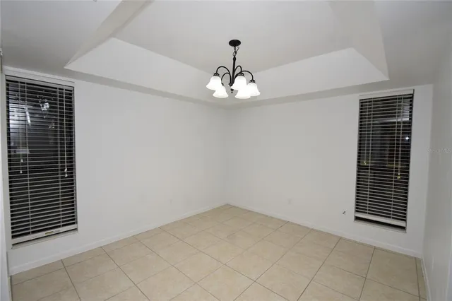 a view of a chandelier in a room