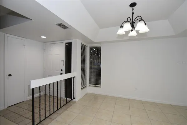a view of a livingroom with a chandelier