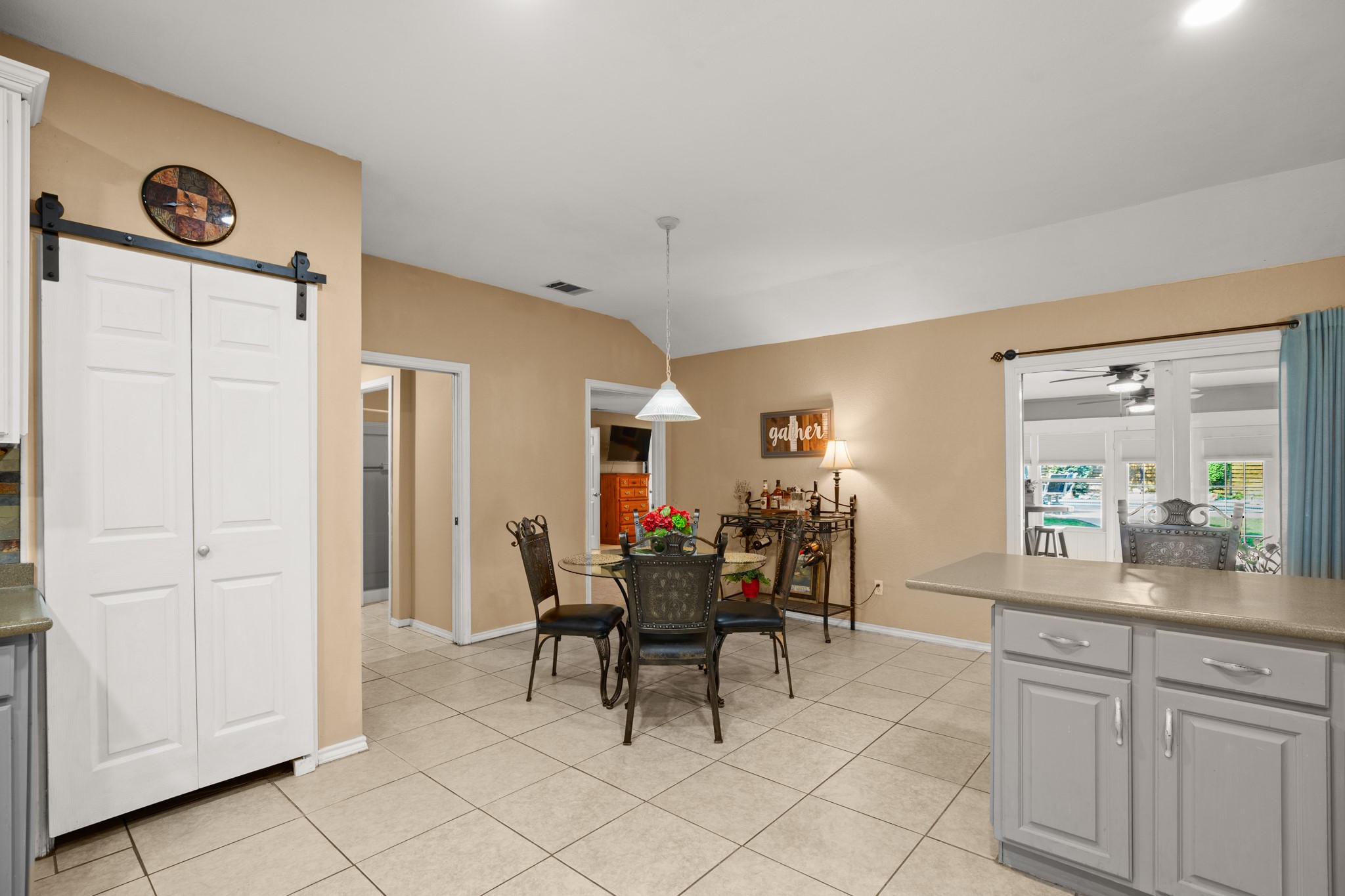 350 Lost River Road Georgetown, TX 78628 - Photo 15 of 39 Breakfast area with a pantry with sliding barn doors.