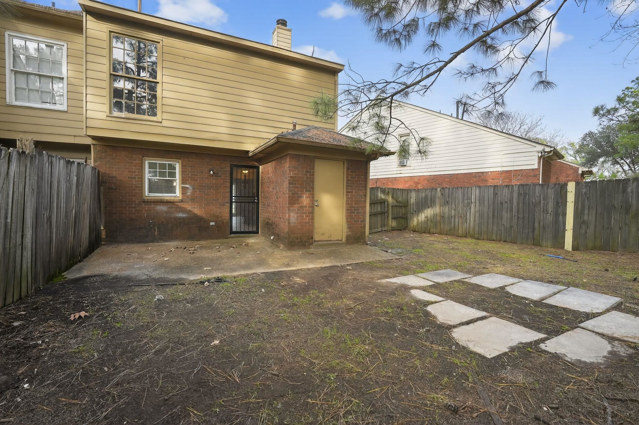 5581 Crepe Myrtle Drive Memphis, TN 38115 - Photo 6 of 33 Rear view of property with brick siding, a patio area, a chimney, and a fenced backyard